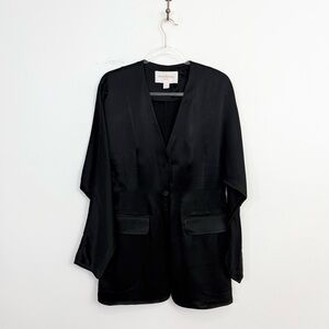 Matériel Tbilisi Black Silk Blazer Top Size L Minimalist Luxury Satin Jacket